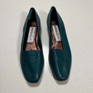 Enzo Angiolini NWOT Emerald Green Leather Square Toe Loafers, Sz 8.5M